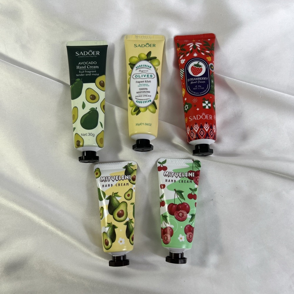 MIYUELENI/CLOTHES OF SKIN 5 Lot Travel Size HAND CREAM Avocado Cherry Strawberry